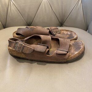 Birkenstock Brown Leather Milano Buckle Sandals Women’s Size 40 US 9